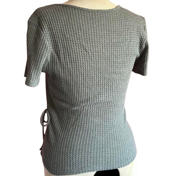 Womens Top Size Small Gray Waffle Texture Spa Feel Casual Elegance - Picture 4 of 6